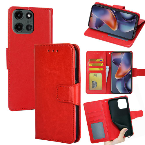 Moto G 2025 Crystal Texture Leather Phone Case - Red